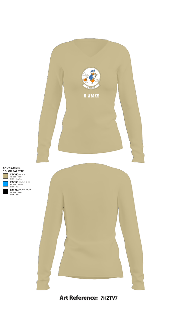 Women's Long Sleeve Vneck Shirt, 6 AMXS, Air Force, Teamtime, Team time, sublimation, custom sports apparel, team uniforms, spirit wear, spiritwear, sports uniforms, custom shirts, team store, custom team store, fundraiser sports, apparel fundraiser