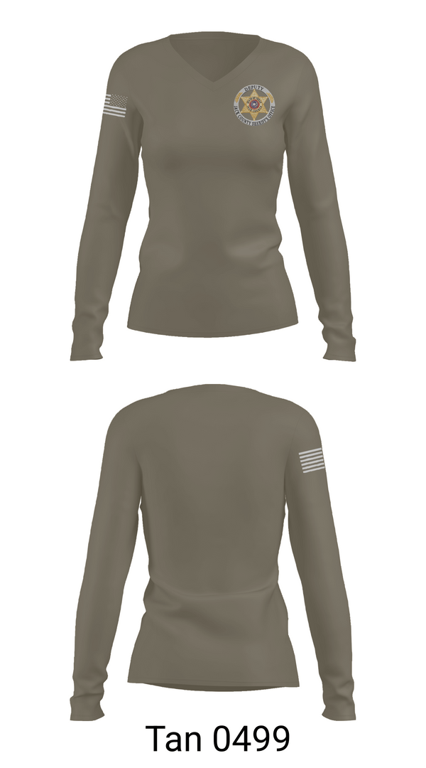Womens Long Sleeve Vneck Shirt, Jack County Sheriff’s Office, Police, Teamtime, Team time, sublimation, custom sports apparel, team uniforms, spirit wear, spiritwear, sports uniforms, custom shirts, team store, custom team store, fundraiser sports, apparel fundraiser