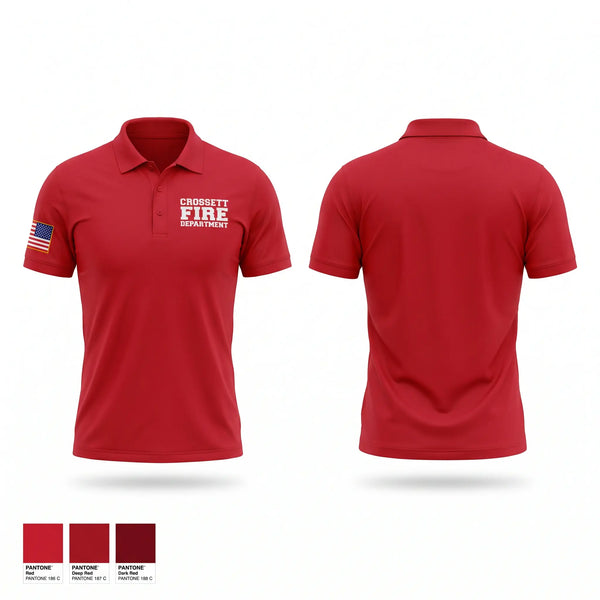 Short Sleeve Performance Polo, Crossett Fire Department, Fire Department, Teamtime, Team time, sublimation, custom sports apparel, team uniforms, spirit wear, spiritwear, sports uniforms, custom shirts, team store, custom team store, fundraiser sports, apparel fundraiser