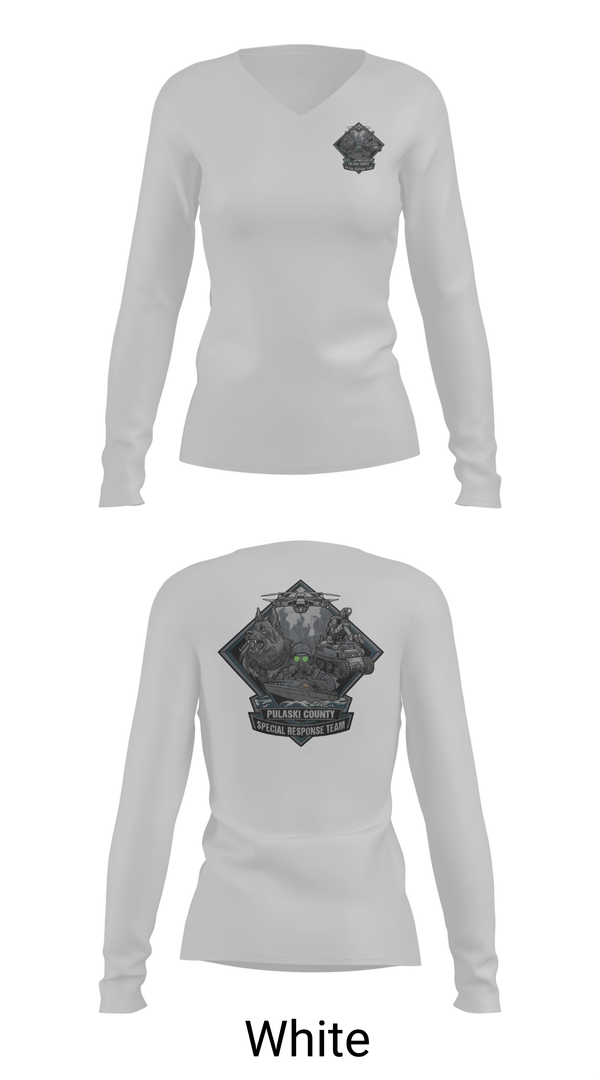 Womens Long Sleeve Vneck Shirt, Pulaski County SRT, Fire Department, Teamtime, Team time, sublimation, custom sports apparel, team uniforms, spirit wear, spiritwear, sports uniforms, custom shirts, team store, custom team store, fundraiser sports, apparel fundraiser