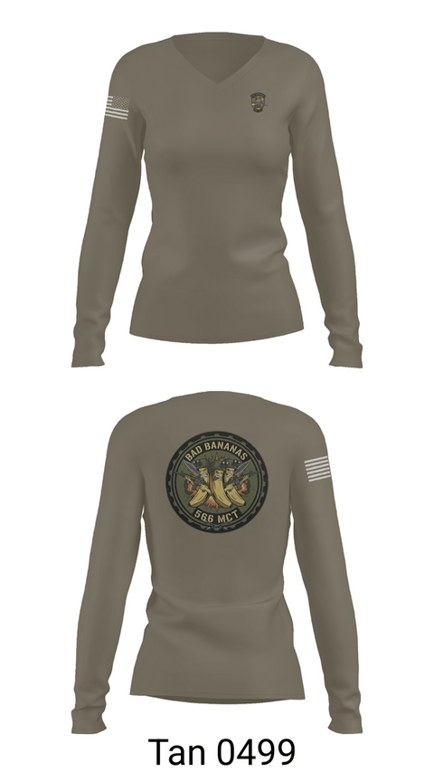 Womens Long Sleeve Vneck Shirt, 566 MCT, Army, Teamtime, Team time, sublimation, custom sports apparel, team uniforms, spirit wear, spiritwear, sports uniforms, custom shirts, team store, custom team store, fundraiser sports, apparel fundraiser