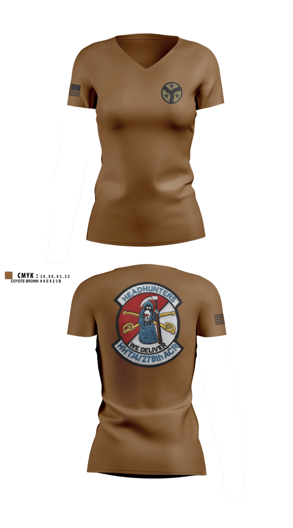 Womens Short Sleeve Vneck Shirt, 278th armored cavalry regiment, National Guard, Teamtime, Team time, sublimation, custom sports apparel, team uniforms, spirit wear, spiritwear, sports uniforms, custom shirts, team store, custom team store, fundraiser sports, apparel fundraiser