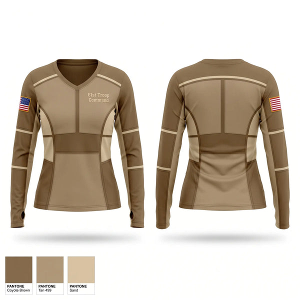 Womens Long Sleeve Vneck Shirt, 61st Troop Command, National Guard, Teamtime, Team time, sublimation, custom sports apparel, team uniforms, spirit wear, spiritwear, sports uniforms, custom shirts, team store, custom team store, fundraiser sports, apparel fundraiser