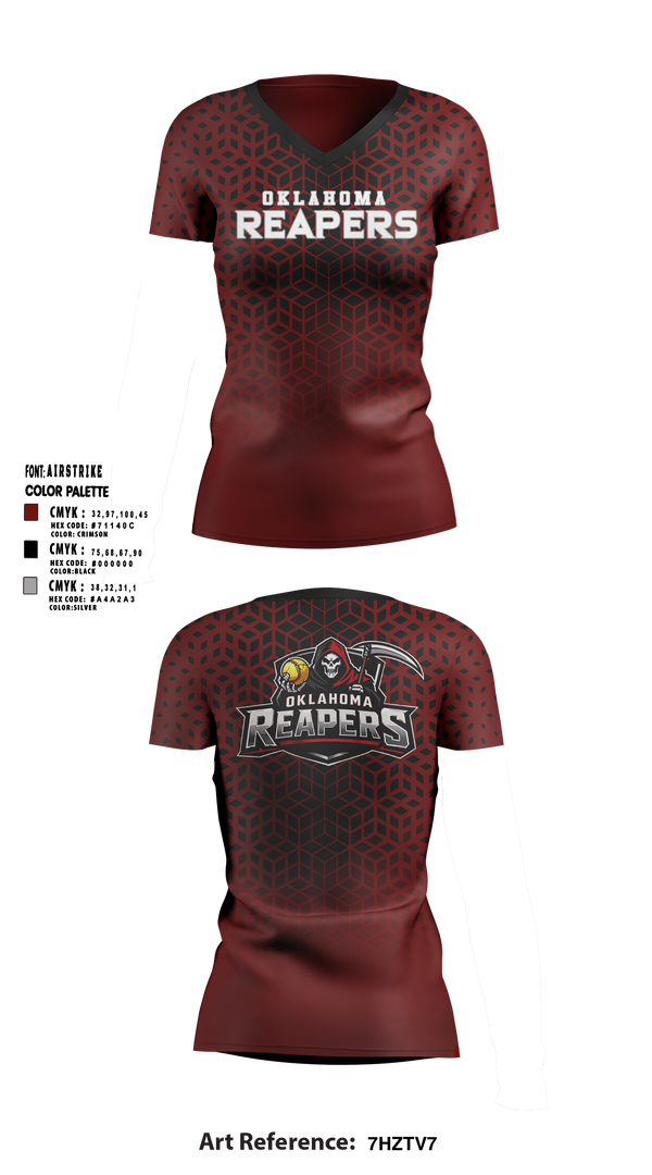 Womens Short Sleeve Vneck Shirt, Oklahoma Reapers, Softball, Teamtime, Team time, sublimation, custom sports apparel, team uniforms, spirit wear, spiritwear, sports uniforms, custom shirts, team store, custom team store, fundraiser sports, apparel fundraiser