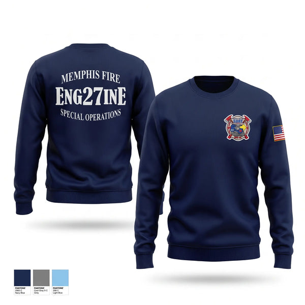 Crew Neck Sweatshirt, Memphis Fire Station 27, Fire Department, Teamtime, Team time, sublimation, custom sports apparel, team uniforms, spirit wear, spiritwear, sports uniforms, custom shirts, team store, custom team store, fundraiser sports, apparel fundraiser