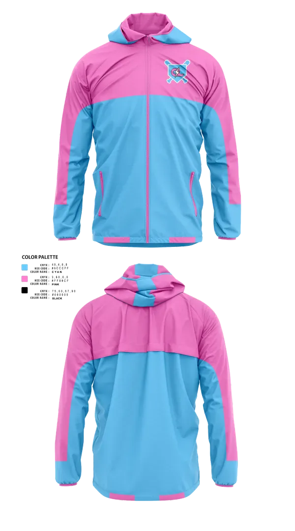 Windbreaker, Carolina lightning, Baseball, Teamtime, Team time, sublimation, custom sports apparel, team uniforms, spirit wear, spiritwear, sports uniforms, custom shirts, team store, custom team store, fundraiser sports, apparel fundraiser