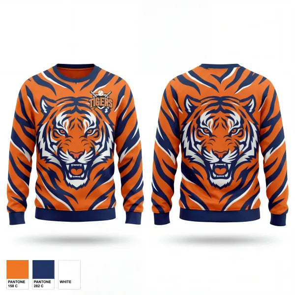 Crew Neck Sweatshirt, Malone Tigers, Baseball, Teamtime, Team time, sublimation, custom sports apparel, team uniforms, spirit wear, spiritwear, sports uniforms, custom shirts, team store, custom team store, fundraiser sports, apparel fundraiser