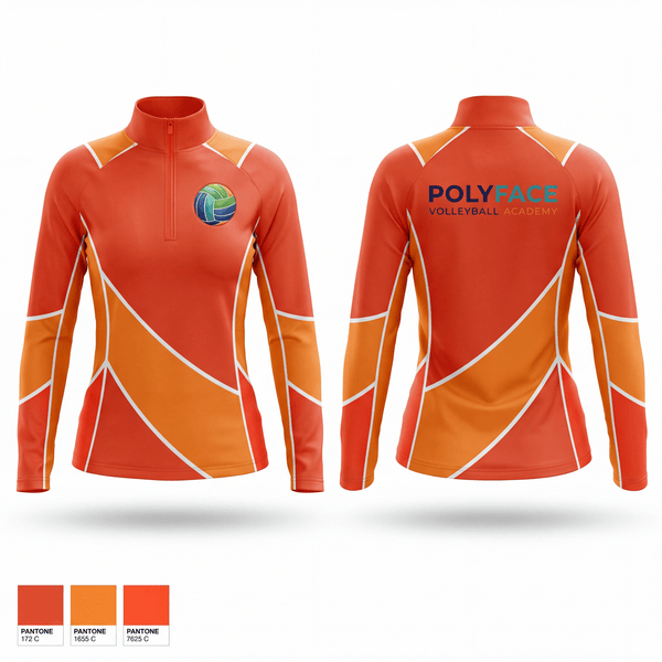 Quarter Zip Jacket, PolyFace Volleyball Academy, Women's Volleyball, Teamtime, Team time, sublimation, custom sports apparel, team uniforms, spirit wear, spiritwear, sports uniforms, custom shirts, team store, custom team store, fundraiser sports, apparel fundraiser