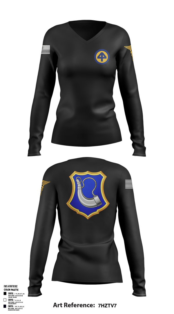 Womens Long Sleeve Vneck Shirt, HHC 1/181, National Guard, Teamtime, Team time, sublimation, custom sports apparel, team uniforms, spirit wear, spiritwear, sports uniforms, custom shirts, team store, custom team store, fundraiser sports, apparel fundraiser