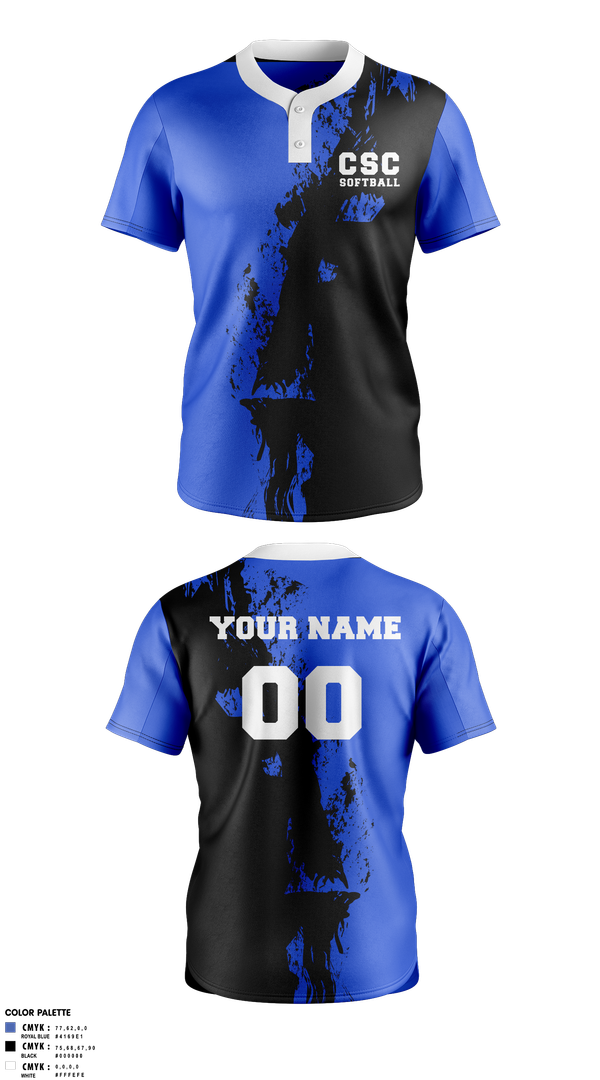 Two Button Softball Jersey, CSC Softball, Softball, Teamtime, Team time, sublimation, custom sports apparel, team uniforms, spirit wear, spiritwear, sports uniforms, custom shirts, team store, custom team store, fundraiser sports, apparel fundraiser