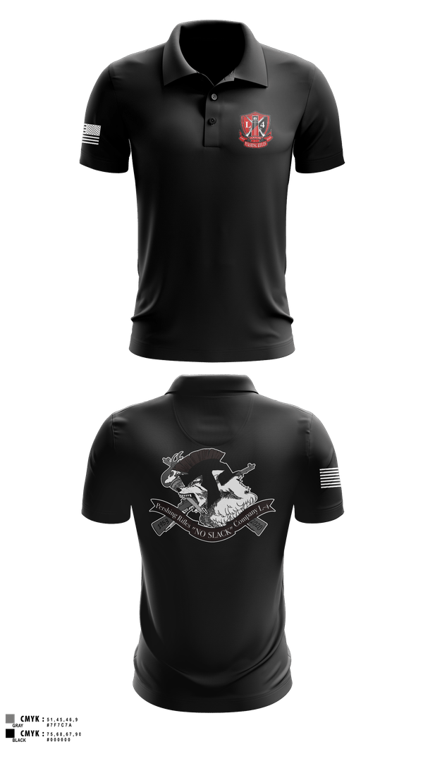 Short Sleeve Performance Polo, Pershing Rifles, Company L-4, Army, Teamtime, Team time, sublimation, custom sports apparel, team uniforms, spirit wear, spiritwear, sports uniforms, custom shirts, team store, custom team store, fundraiser sports, apparel fundraiser
