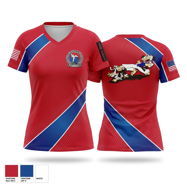 Womens Short Sleeve Vneck Shirt, Conrad’s Martial Arts Center, , Teamtime, Team time, sublimation, custom sports apparel, team uniforms, spirit wear, spiritwear, sports uniforms, custom shirts, team store, custom team store, fundraiser sports, apparel fundraiser