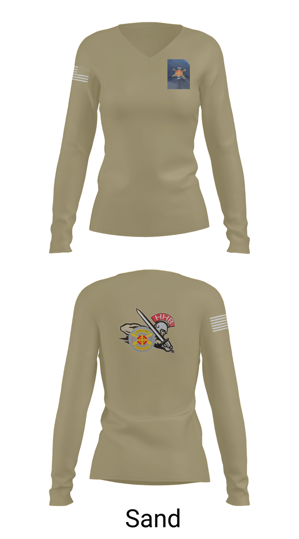 Womens Long Sleeve Vneck Shirt, HHB, 428th Field Artillery Brigade, , Teamtime, Team time, sublimation, custom sports apparel, team uniforms, spirit wear, spiritwear, sports uniforms, custom shirts, team store, custom team store, fundraiser sports, apparel fundraiser