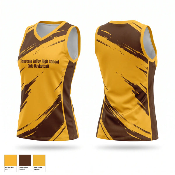 Mens Basketball Jersey, Temecula Valley High School Girls Basketball, Women's Basketball, Teamtime, Team time, sublimation, custom sports apparel, team uniforms, spirit wear, spiritwear, sports uniforms, custom shirts, team store, custom team store, fundraiser sports, apparel fundraiser