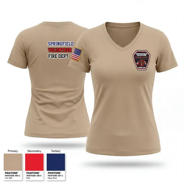 Womens Short Sleeve Vneck Shirt, Springfield Volunteer Fire Dept., Fire Department, Teamtime, Team time, sublimation, custom sports apparel, team uniforms, spirit wear, spiritwear, sports uniforms, custom shirts, team store, custom team store, fundraiser sports, apparel fundraiser