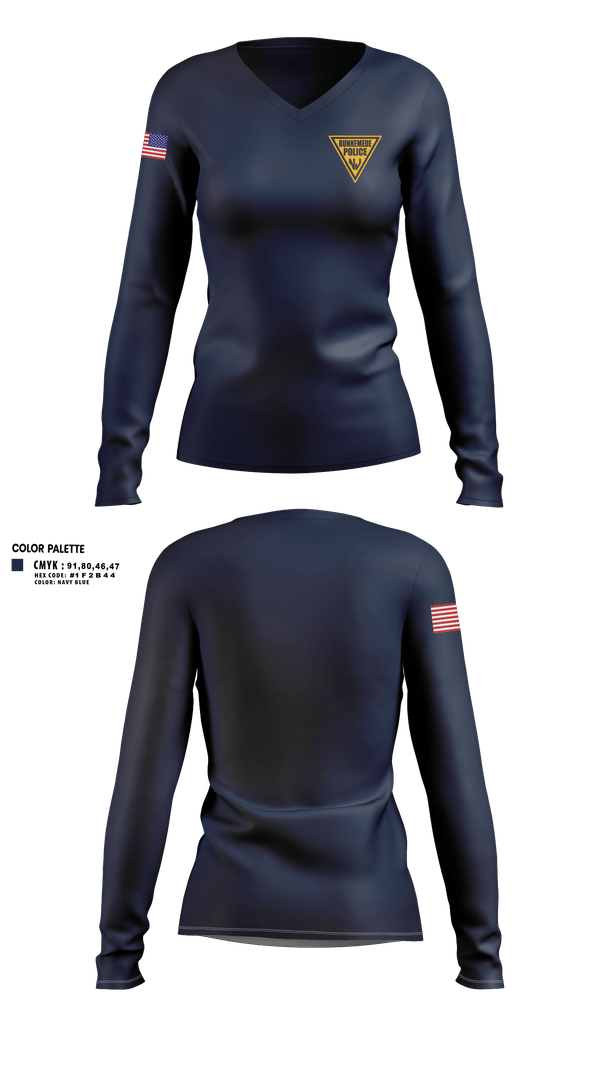 Womens Long Sleeve Vneck Shirt, Runnemede Police, Police, Teamtime, Team time, sublimation, custom sports apparel, team uniforms, spirit wear, spiritwear, sports uniforms, custom shirts, team store, custom team store, fundraiser sports, apparel fundraiser