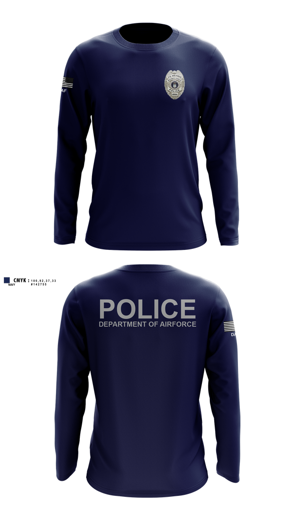 Long Sleeve Performance Shirt, DEPARTMENT OF AIRFORCE, Police, Teamtime, Team time, sublimation, custom sports apparel, team uniforms, spirit wear, spiritwear, sports uniforms, custom shirts, team store, custom team store, fundraiser sports, apparel fundraiser