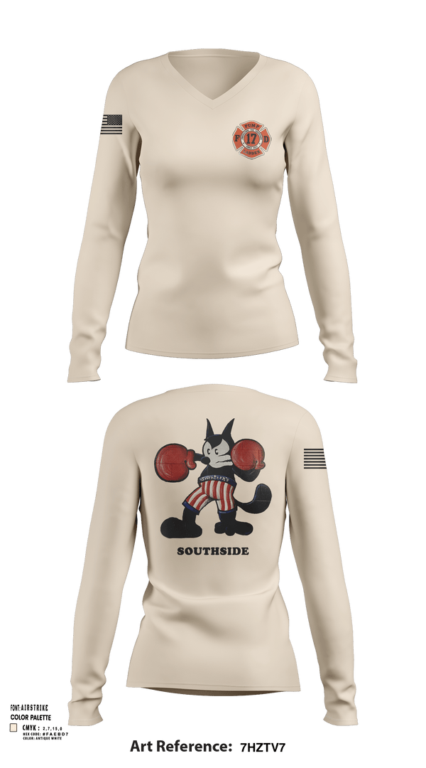 Women's Long Sleeve Vneck Shirt, Station 17, Fire Department, Teamtime, Team time, sublimation, custom sports apparel, team uniforms, spirit wear, spiritwear, sports uniforms, custom shirts, team store, custom team store, fundraiser sports, apparel fundraiser