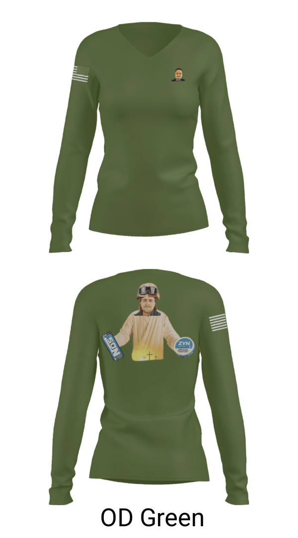 Women's Long Sleeve Vneck Shirt, 1st DSB, Marines, Teamtime, Team time, sublimation, custom sports apparel, team uniforms, spirit wear, spiritwear, sports uniforms, custom shirts, team store, custom team store, fundraiser sports, apparel fundraiser