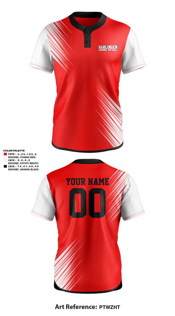 Two Button Softball Jersey, Harlingen Cardinal Softball, Softball, Teamtime, Team time, sublimation, custom sports apparel, team uniforms, spirit wear, spiritwear, sports uniforms, custom shirts, team store, custom team store, fundraiser sports, apparel fundraiser