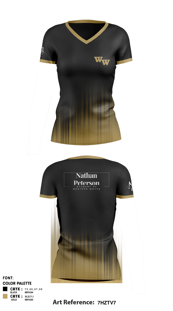 Women's Short Sleeve Vneck Shirt, Student of Western Wayne, , Teamtime, Team time, sublimation, custom sports apparel, team uniforms, spirit wear, spiritwear, sports uniforms, custom shirts, team store, custom team store, fundraiser sports, apparel fundraiser