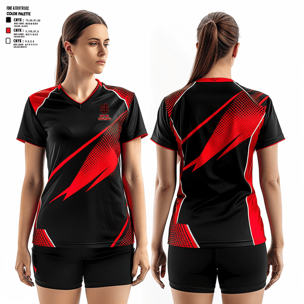 Women's Short Sleeve Vneck Shirt, San Jon High School Volleyball, Women's Volleyball, Teamtime, Team time, sublimation, custom sports apparel, team uniforms, spirit wear, spiritwear, sports uniforms, custom shirts, team store, custom team store, fundraiser sports, apparel fundraiser