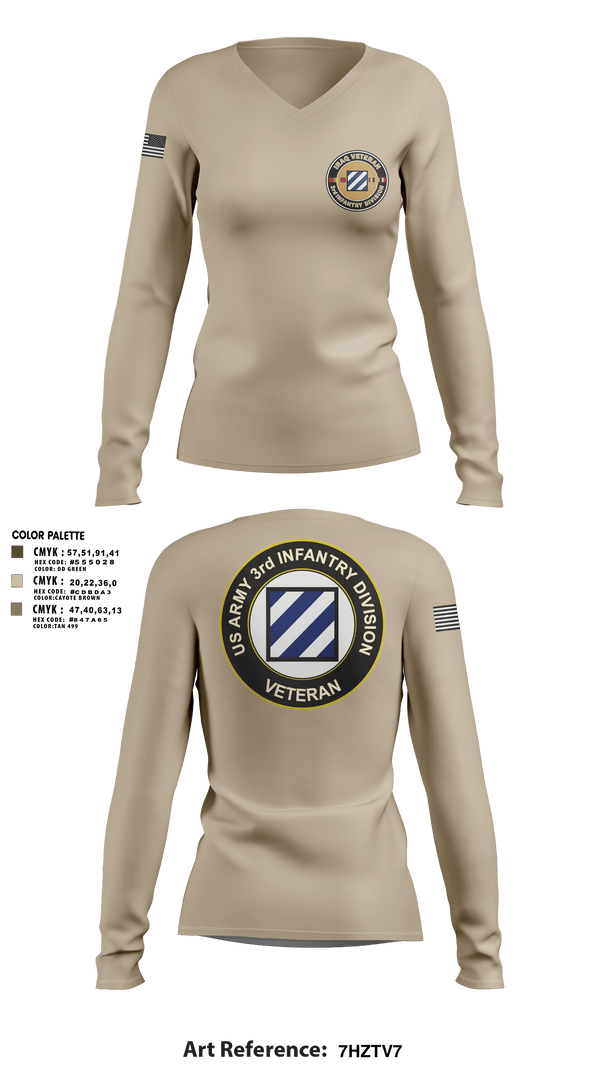 Women's Long Sleeve Vneck Shirt, 1st Armored Brigade Combat Team, Army, Teamtime, Team time, sublimation, custom sports apparel, team uniforms, spirit wear, spiritwear, sports uniforms, custom shirts, team store, custom team store, fundraiser sports, apparel fundraiser