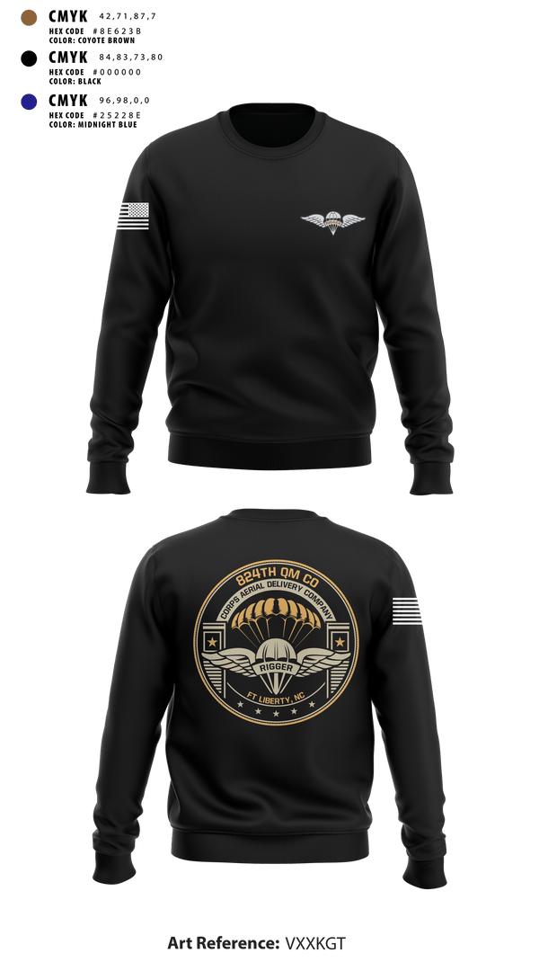 Crew Neck Sweatshirt, 824th QM CO (CADC-A), Army, Teamtime, Team time, sublimation, custom sports apparel, team uniforms, spirit wear, spiritwear, sports uniforms, custom shirts, team store, custom team store, fundraiser sports, apparel fundraiser