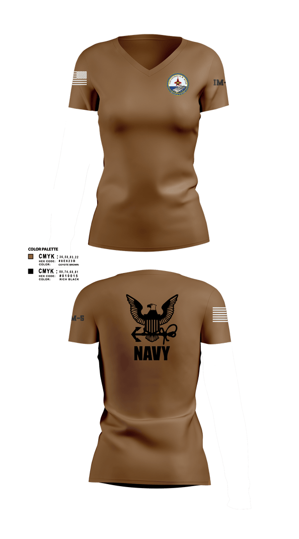Women's Short Sleeve Vneck Shirt, Cvn 77 IM-5, Navy, Teamtime, Team time, sublimation, custom sports apparel, team uniforms, spirit wear, spiritwear, sports uniforms, custom shirts, team store, custom team store, fundraiser sports, apparel fundraiser