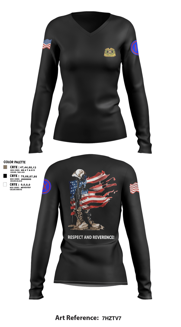 Women's Long Sleeve Vneck Shirt, 962D QUARTERMASTER COMPANY (MORTUARY AFFAIRS), Army, Teamtime, Team time, sublimation, custom sports apparel, team uniforms, spirit wear, spiritwear, sports uniforms, custom shirts, team store, custom team store, fundraiser sports, apparel fundraiser