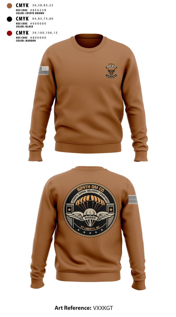 Crew Neck Sweatshirt, 824th QM CO (CADC-A), Army, Teamtime, Team time, sublimation, custom sports apparel, team uniforms, spirit wear, spiritwear, sports uniforms, custom shirts, team store, custom team store, fundraiser sports, apparel fundraiser