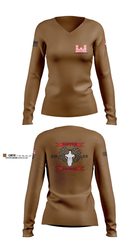 Women's Long Sleeve Vneck Shirt, 836 Engineer Company SAPPER, , Teamtime, Team time, sublimation, custom sports apparel, team uniforms, spirit wear, spiritwear, sports uniforms, custom shirts, team store, custom team store, fundraiser sports, apparel fundraiser