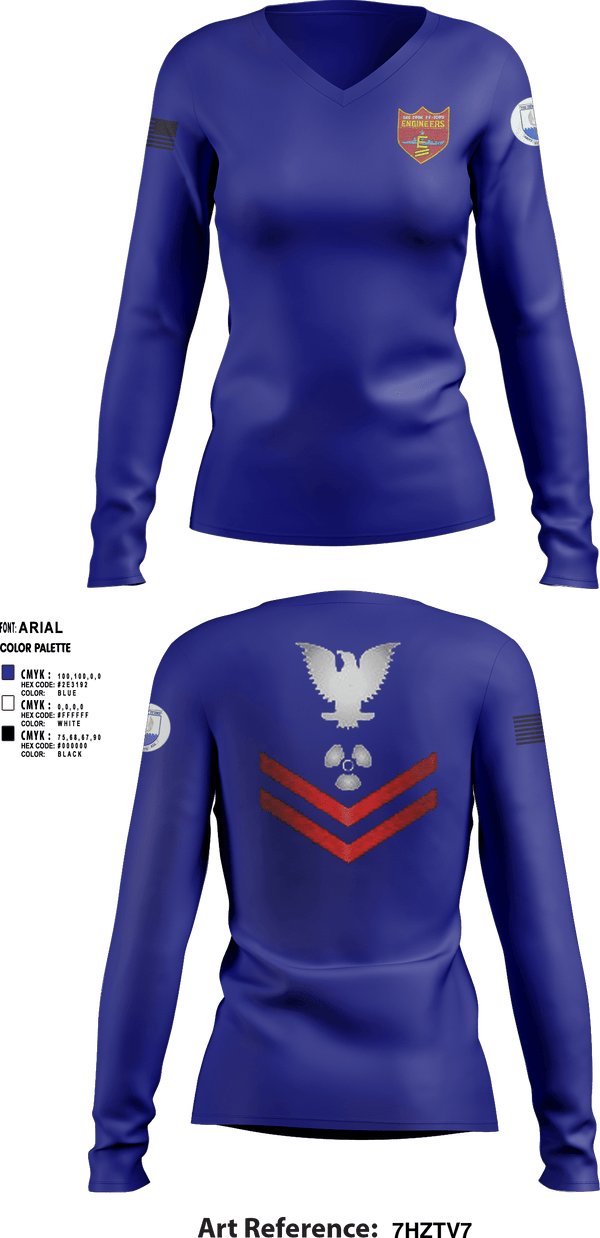 Women's Long Sleeve Vneck Shirt, USS COOK FF-1083, Navy, Teamtime, Team time, sublimation, custom sports apparel, team uniforms, spirit wear, spiritwear, sports uniforms, custom shirts, team store, custom team store, fundraiser sports, apparel fundraiser