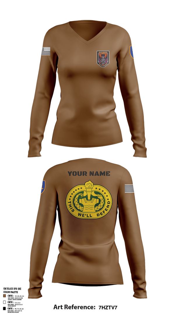 Women's Long Sleeve Vneck Shirt, Delta Co, 2-13th AVN REGT_CADRE, Army, Teamtime, Team time, sublimation, custom sports apparel, team uniforms, spirit wear, spiritwear, sports uniforms, custom shirts, team store, custom team store, fundraiser sports, apparel fundraiser