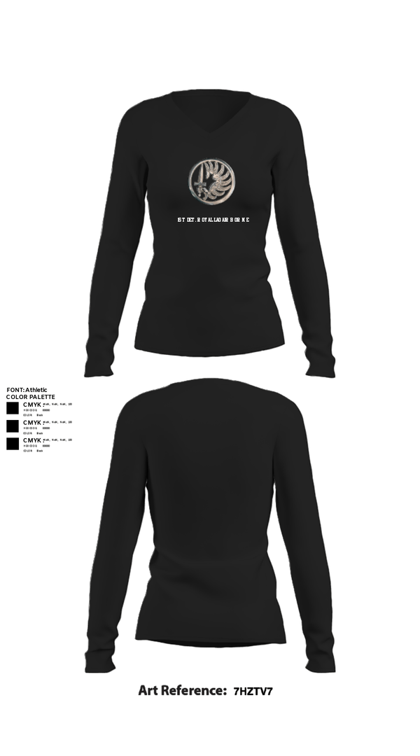 Women's Long Sleeve Vneck Shirt, 1st Det. Royal Lao Airborne, Army, Teamtime, Team time, sublimation, custom sports apparel, team uniforms, spirit wear, spiritwear, sports uniforms, custom shirts, team store, custom team store, fundraiser sports, apparel fundraiser