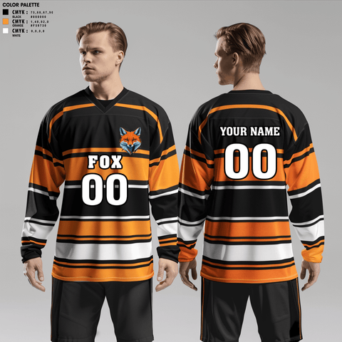 Hockey Jersey, Fox, Ice Hockey, Teamtime, Team time, sublimation, custom sports apparel, team uniforms, spirit wear, spiritwear, sports uniforms, custom shirts, team store, custom team store, fundraiser sports, apparel fundraiser