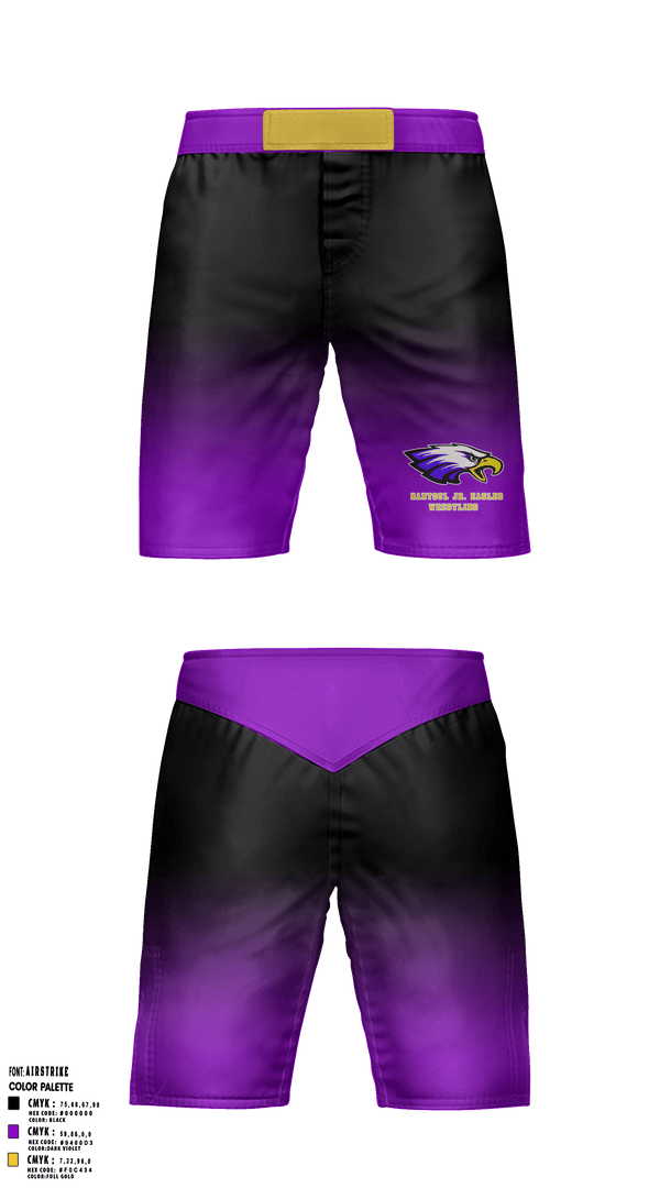 Fight Shorts, Rantoul Jr. Eagles, Wrestling, Teamtime, Team time, sublimation, custom sports apparel, team uniforms, spirit wear, spiritwear, sports uniforms, custom shirts, team store, custom team store, fundraiser sports, apparel fundraiser