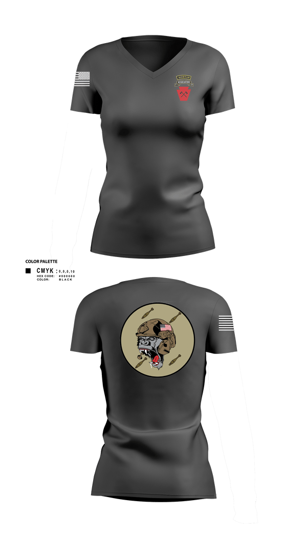 Women's Short Sleeve Vneck Shirt, Aco 1-111th secfor1-111 MTR renew, National Guard, Teamtime, Team time, sublimation, custom sports apparel, team uniforms, spirit wear, spiritwear, sports uniforms, custom shirts, team store, custom team store, fundraiser sports, apparel fundraiser