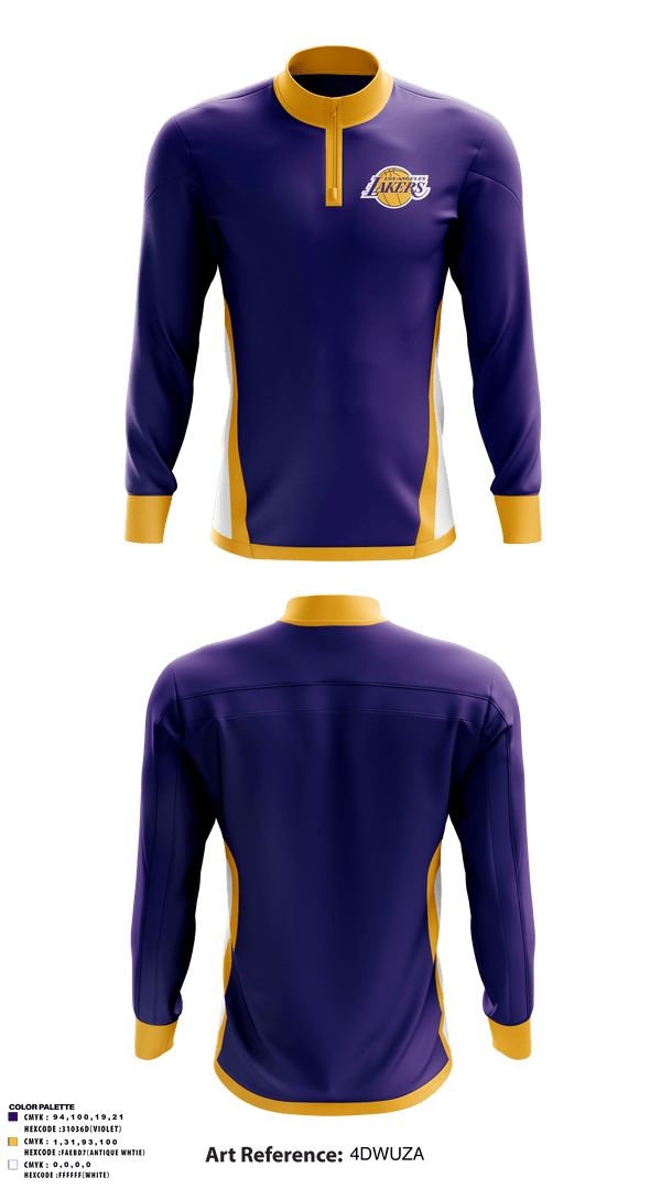 Quarter Zip Jacket, Los angles lakers, Men's Basketball, Teamtime, Team time, sublimation, custom sports apparel, team uniforms, spirit wear, spiritwear, sports uniforms, custom shirts, team store, custom team store, fundraiser sports, apparel fundraiser