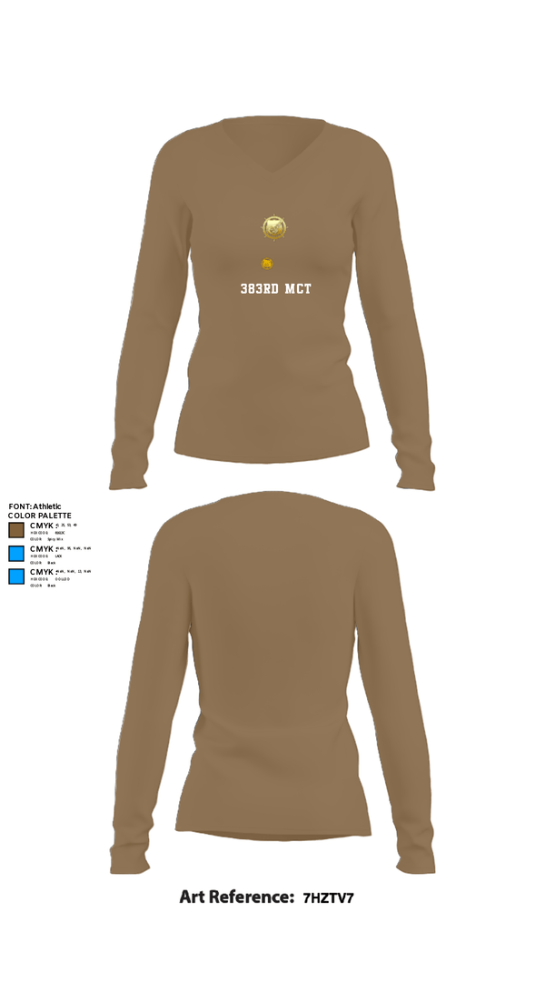 Women's Long Sleeve Vneck Shirt, 383rd MCT, Army, Teamtime, Team time, sublimation, custom sports apparel, team uniforms, spirit wear, spiritwear, sports uniforms, custom shirts, team store, custom team store, fundraiser sports, apparel fundraiser
