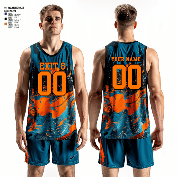 Basketball Uniform, Exit 8, Men's Basketball, Teamtime, Team time, sublimation, custom sports apparel, team uniforms, spirit wear, spiritwear, sports uniforms, custom shirts, team store, custom team store, fundraiser sports, apparel fundraiser