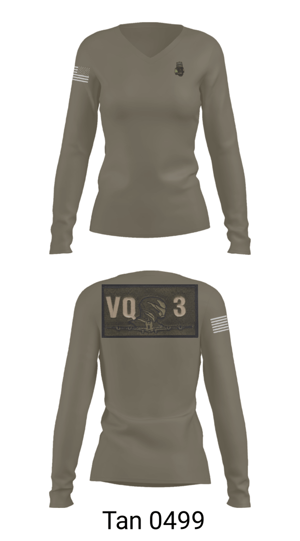 Women's Long Sleeve Vneck Shirt, VQ-3 DET TRVS, Navy, Teamtime, Team time, sublimation, custom sports apparel, team uniforms, spirit wear, spiritwear, sports uniforms, custom shirts, team store, custom team store, fundraiser sports, apparel fundraiser