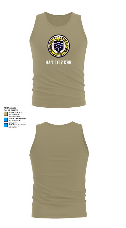 Tank Top, SAT DIVERS, Navy, Teamtime, Team time, sublimation, custom sports apparel, team uniforms, spirit wear, spiritwear, sports uniforms, custom shirts, team store, custom team store, fundraiser sports, apparel fundraiser