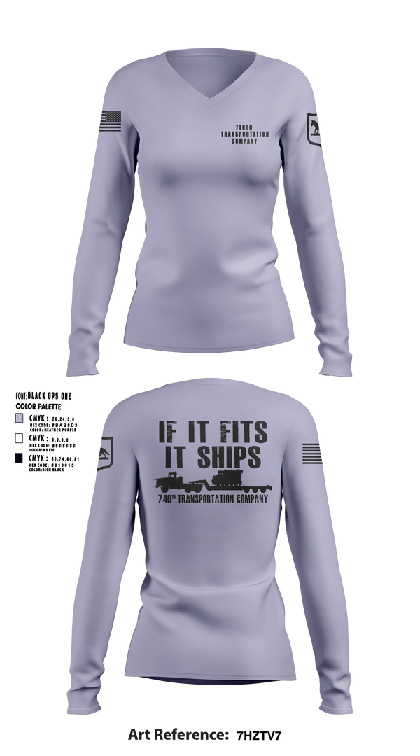 Women's Long Sleeve Vneck Shirt, 740TH TRANSPORTATION COMPANY, National Guard, Teamtime, Team time, sublimation, custom sports apparel, team uniforms, spirit wear, spiritwear, sports uniforms, custom shirts, team store, custom team store, fundraiser sports, apparel fundraiser