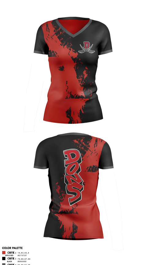 Women's Short Sleeve Vneck Shirt, Verdugo hills dons, , Teamtime, Team time, sublimation, custom sports apparel, team uniforms, spirit wear, spiritwear, sports uniforms, custom shirts, team store, custom team store, fundraiser sports, apparel fundraiser
