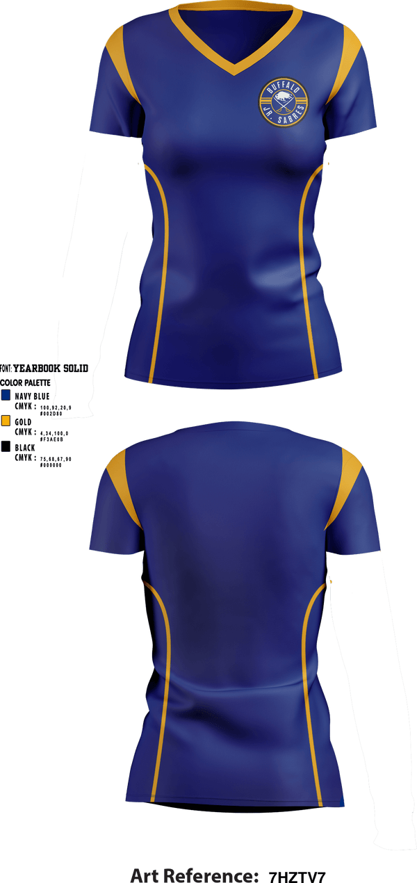 Women's Short Sleeve Vneck Shirt, Buffalo jr sabres, Ice Hockey, Teamtime, Team time, sublimation, custom sports apparel, team uniforms, spirit wear, spiritwear, sports uniforms, custom shirts, team store, custom team store, fundraiser sports, apparel fundraiser