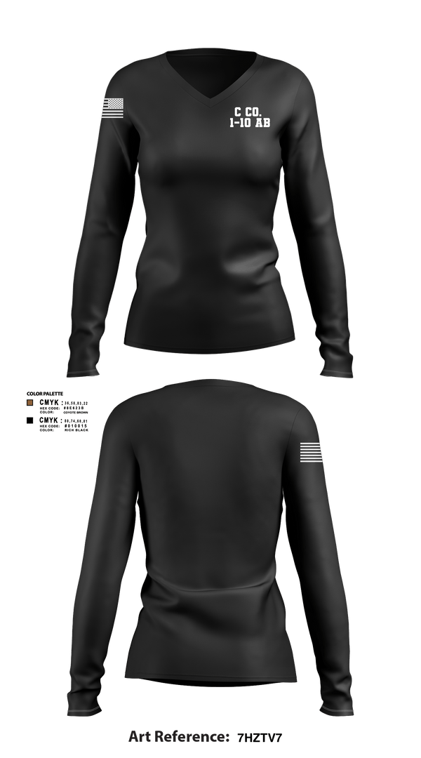 Women's Long Sleeve Vneck Shirt, C Co. 1-10 AB, , Teamtime, Team time, sublimation, custom sports apparel, team uniforms, spirit wear, spiritwear, sports uniforms, custom shirts, team store, custom team store, fundraiser sports, apparel fundraiser