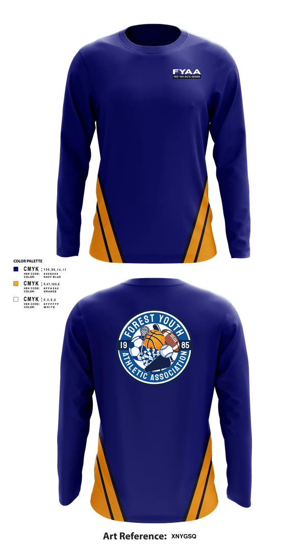 Long Sleeve Performance Shirt, Forest Youth Athletic Association Football, Football, Teamtime, Team time, sublimation, custom sports apparel, team uniforms, spirit wear, spiritwear, sports uniforms, custom shirts, team store, custom team store, fundraiser sports, apparel fundraiser