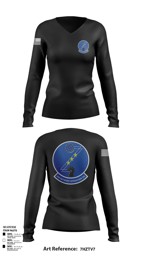 Women's Long Sleeve Vneck Shirt, 83 NOS, Air Force, Teamtime, Team time, sublimation, custom sports apparel, team uniforms, spirit wear, spiritwear, sports uniforms, custom shirts, team store, custom team store, fundraiser sports, apparel fundraiser