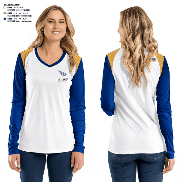 Women's Long Sleeve Vneck Shirt, FLORIDA BEREANS, Football, Teamtime, Team time, sublimation, custom sports apparel, team uniforms, spirit wear, spiritwear, sports uniforms, custom shirts, team store, custom team store, fundraiser sports, apparel fundraiser